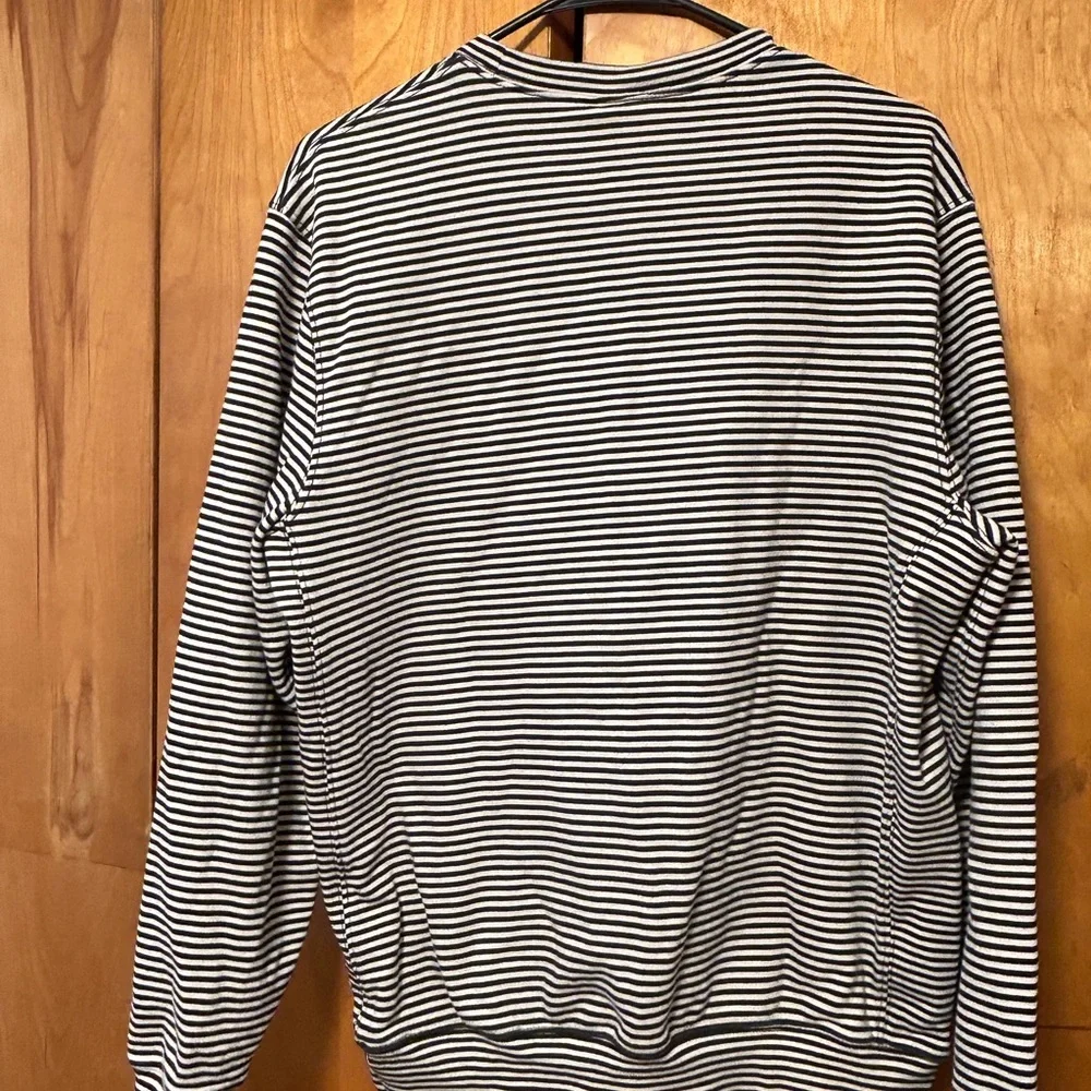 J. Crew Men's Black and White Striped Sweater